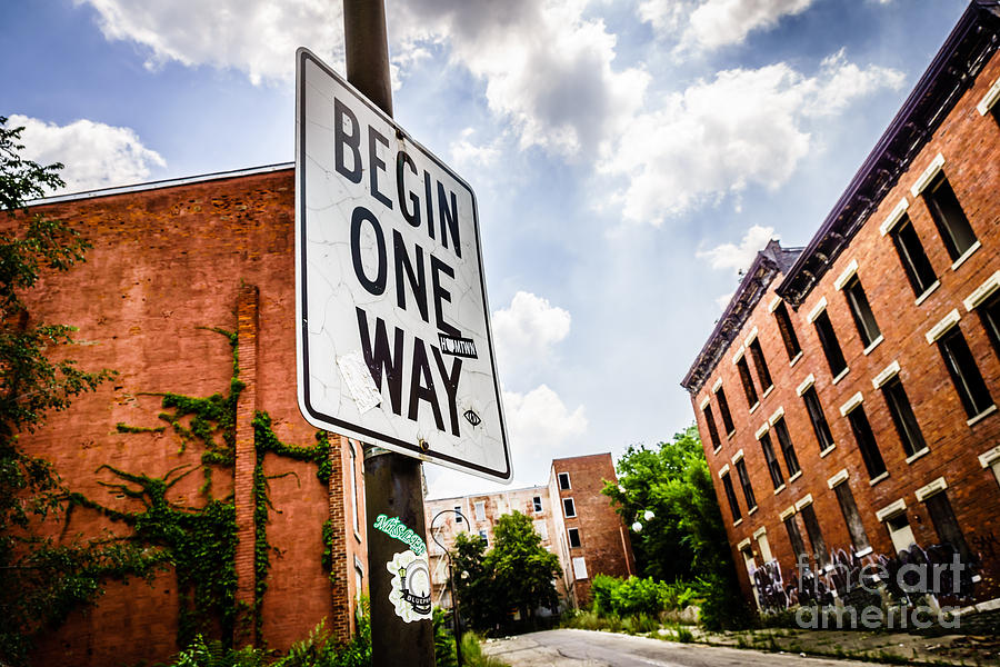 One Way Sign at Glencoe-Auburn Place in Cincinnati Photograph by Paul Velgos