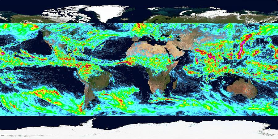 Planet Photograph - One Week Accumulated Global Precipitation by Nasas Scientific Visualization Studio