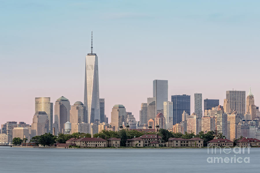 One World Trade Center And Ellis Island 2 Photograph by Susan Candelario