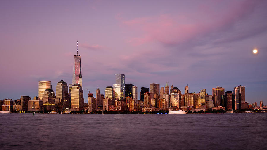 One WTC Lower Manhattan and the Harvest Moon Photograph by SAURAVphoto Online Store
