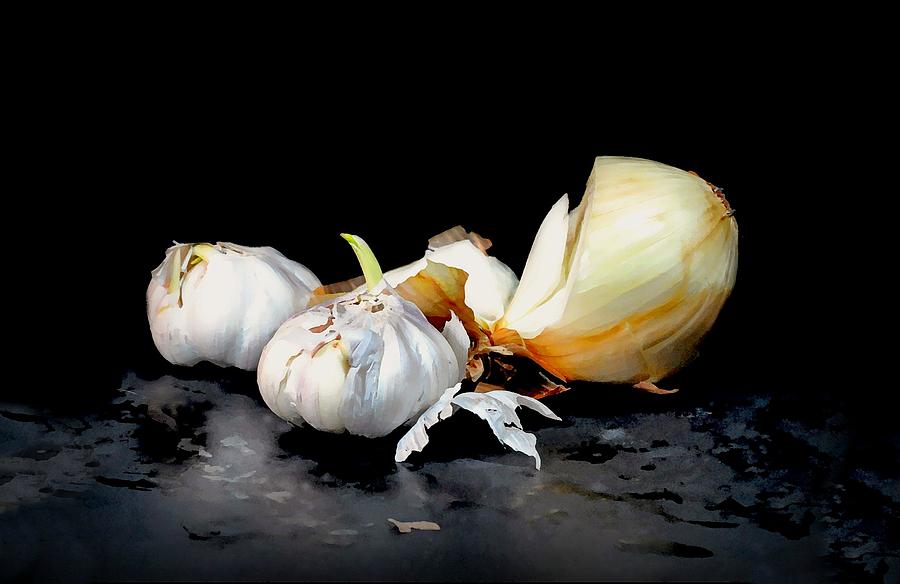 Onion with Garlic Cloves Photograph by Diana Angstadt