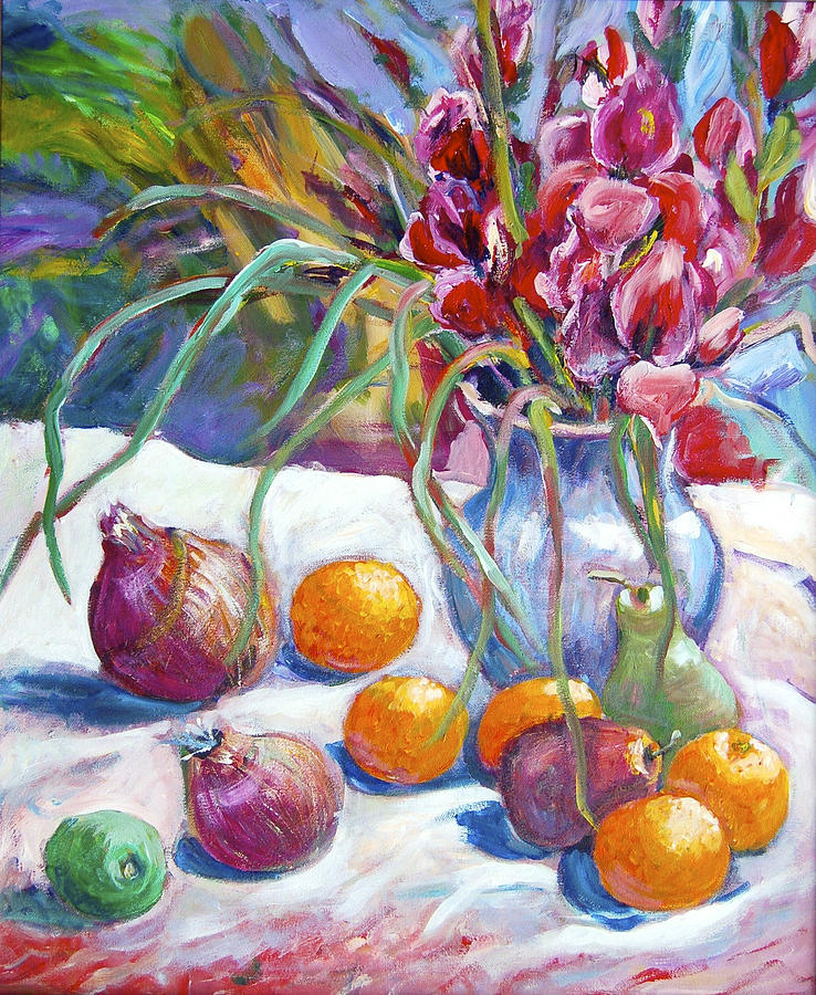 Onions and Oranges Painting by Ingrid Dohm