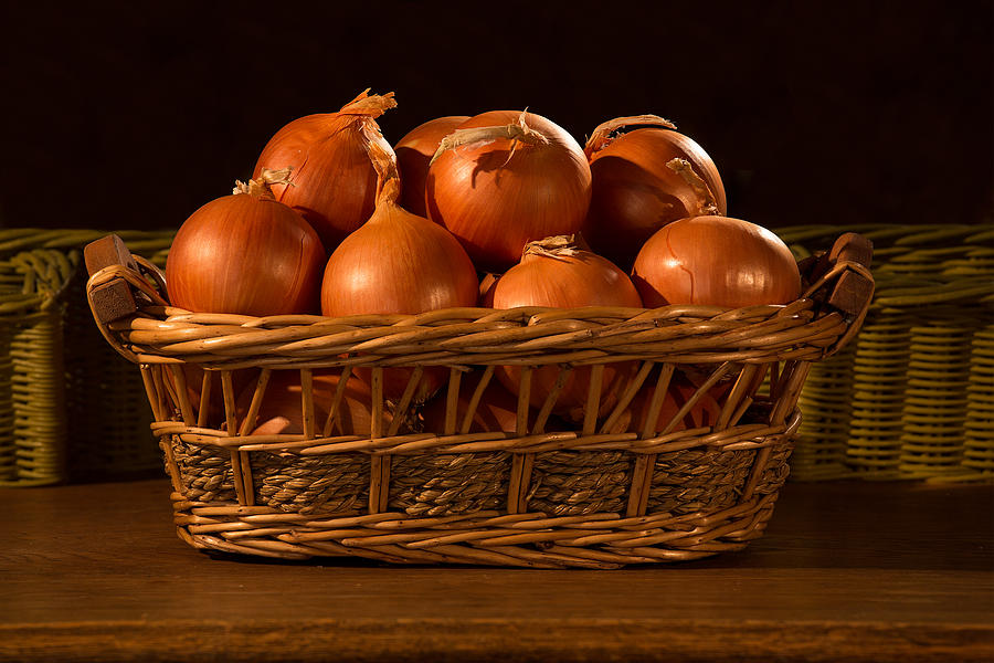 Onions in a Basket Photograph by Grant Groberg