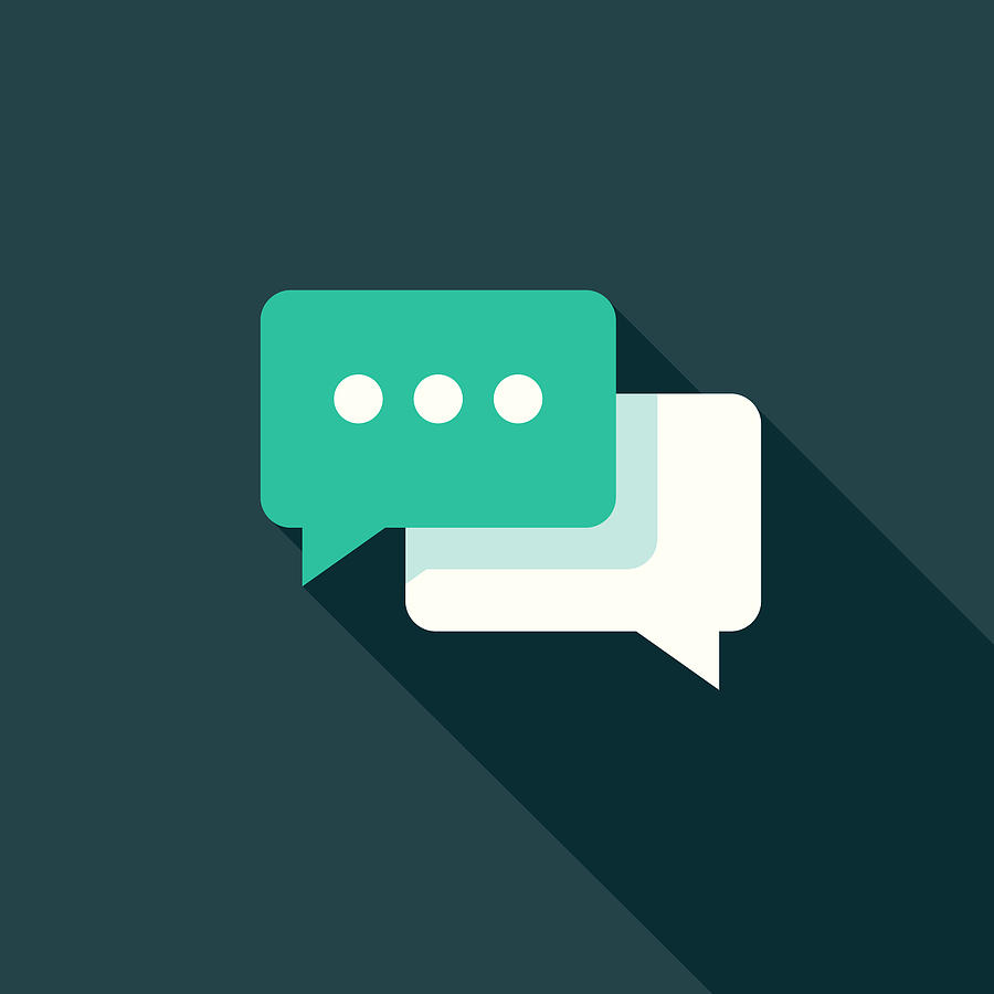 Online Chat Flat Design Communications Icon with Side Shadow Drawing by Bortonia