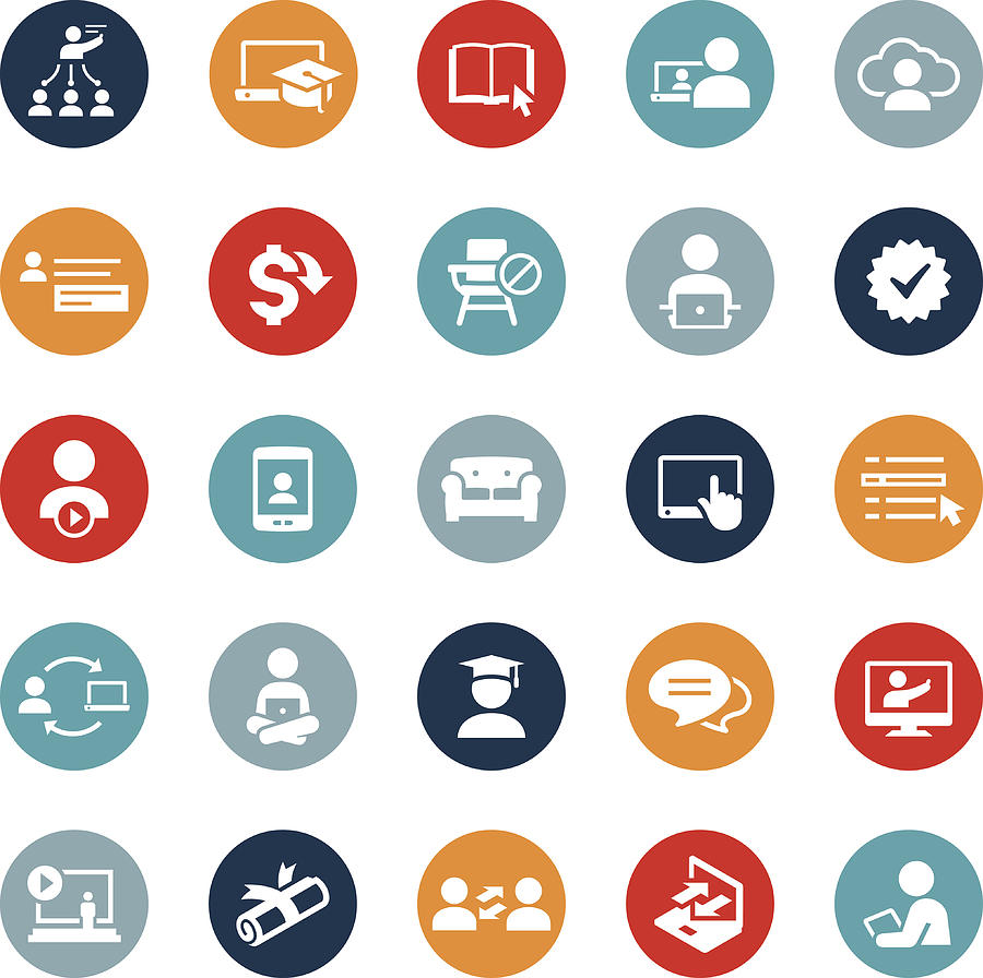Online Education and E-Learning Icons Drawing by Appleuzr