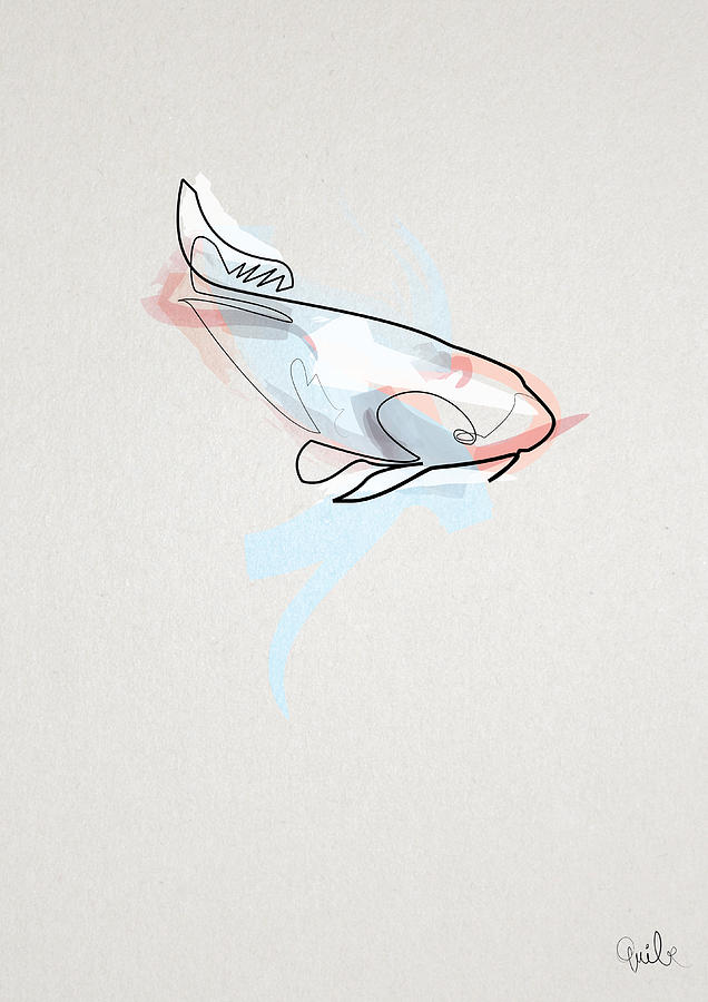 Abstract Digital Art - oneline Fish Koi by Quibe Sarl Abstract Digital Art - oneline Fish Koi by Quibe Sarl