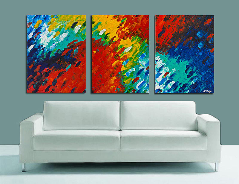 Only Till Eternity Hung As A Triptych By Sharon Cummings Painting by Sharon Cummings