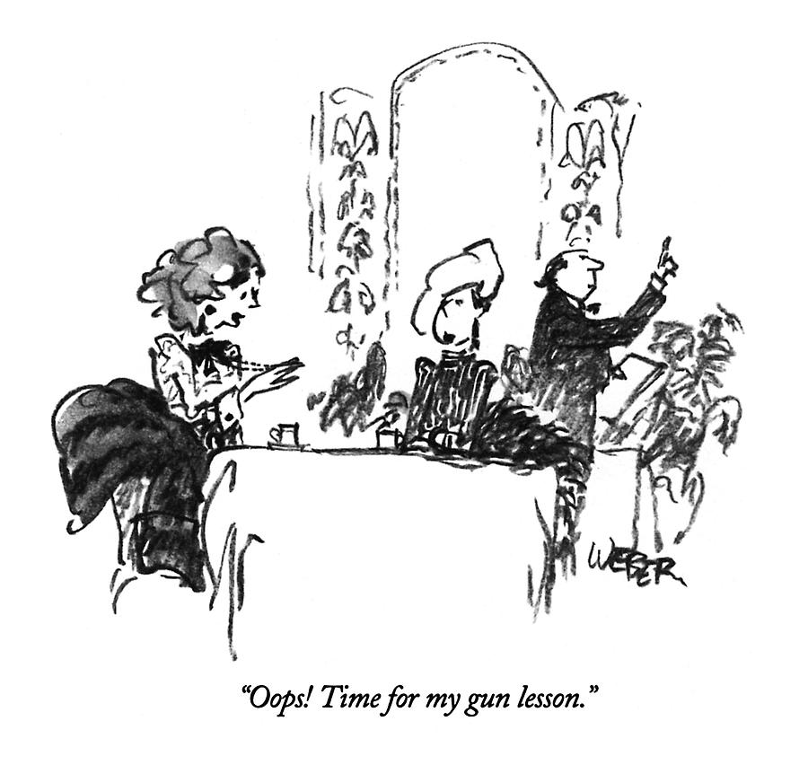 Oops!  Time For My Gun Lesson Drawing by Robert Weber