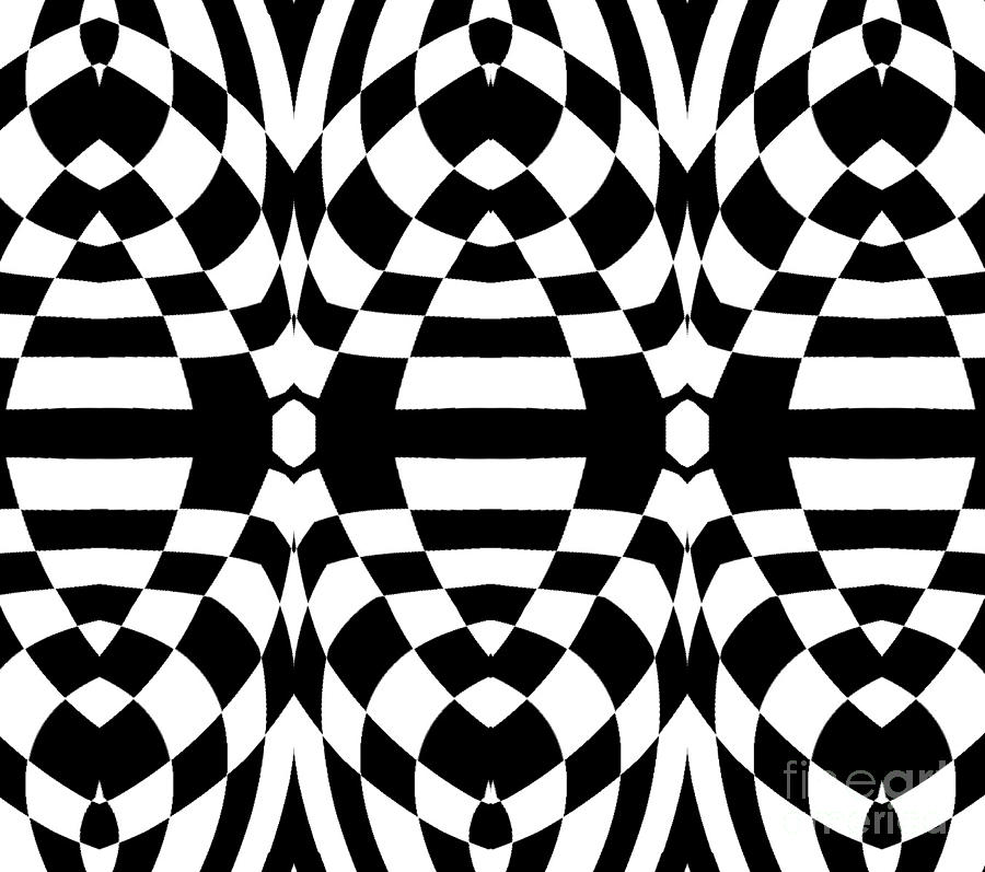 Op Art Black White Geometric Abstract Print No262