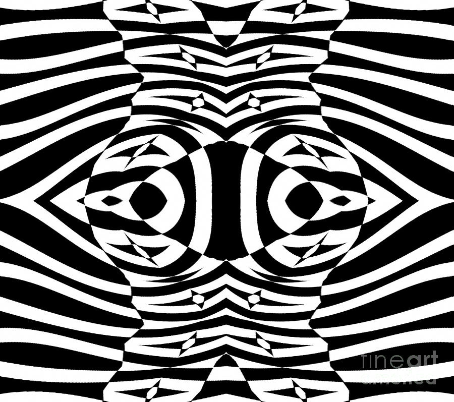 Black And White Digital Art - Op Art Black White Geometric Pattern No.265. by Drinka Mercep