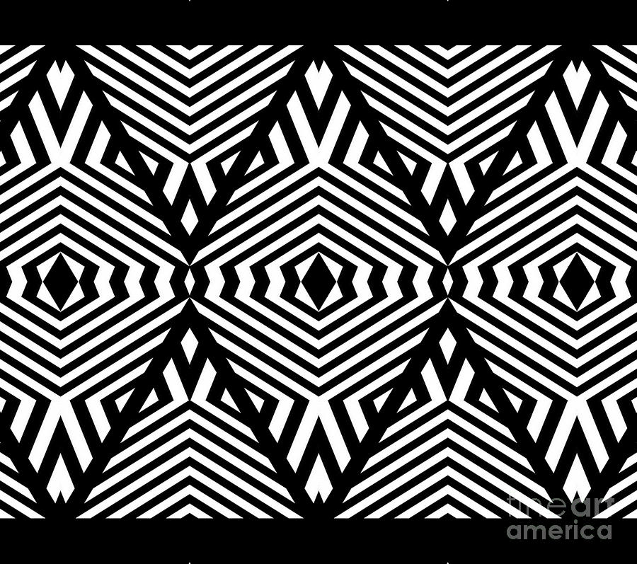 Abstract Digital Art - Op Art Black White Pattern Print No.336. by Drinka Mercep