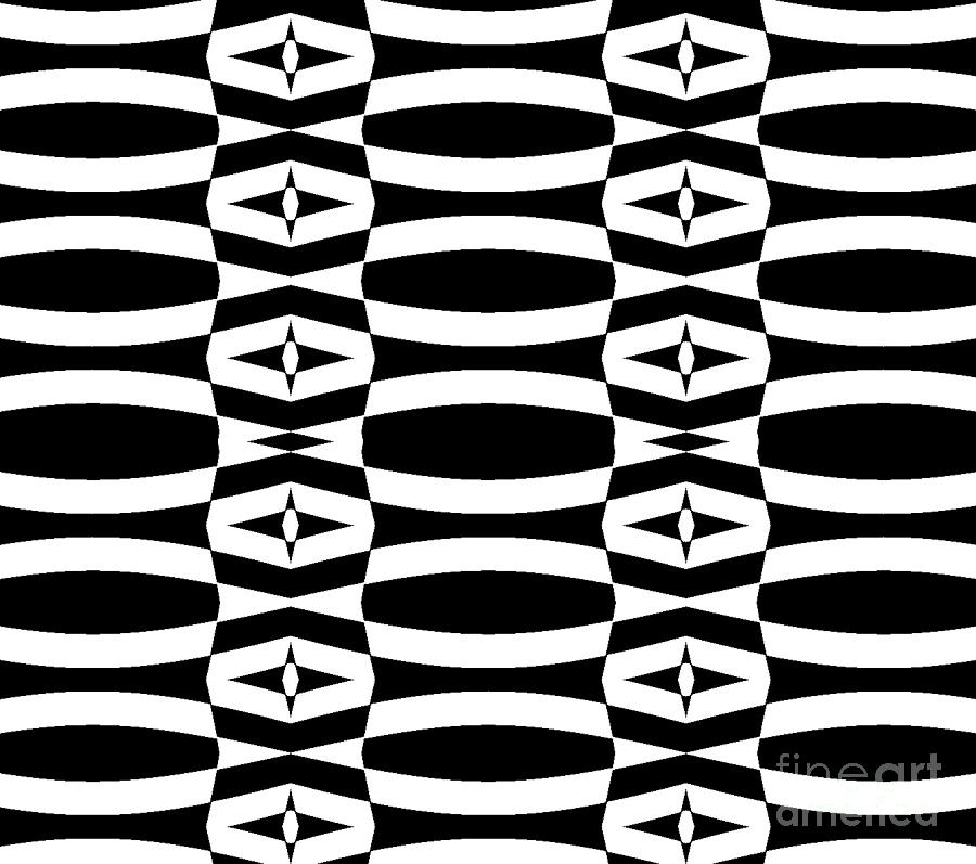 Black And White Digital Art - Op Art Geometric Black White Pattern Abstract No.290. by Drinka Mercep