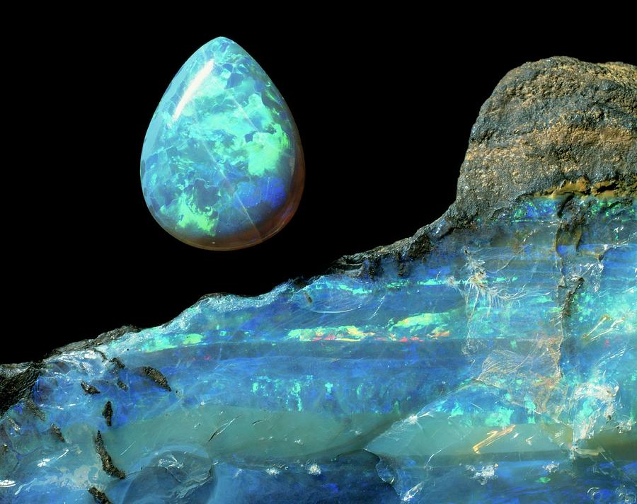 Jewelry Photograph - Opal Gem And Rock by Natural History Museum, London/science Photo Library