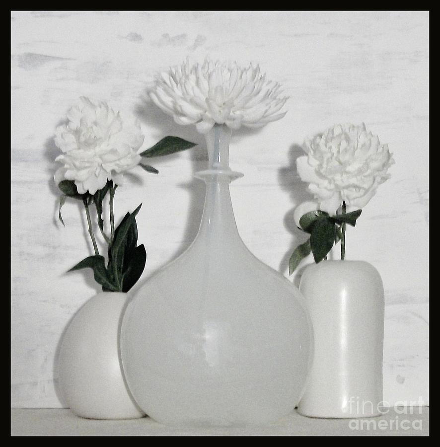 Opal Vase and White Flowers Photograph by Marsha Heiken | Fine Art America
