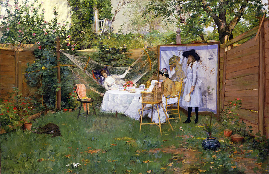 Open Air Breakfast Painting by William Merritt Chase