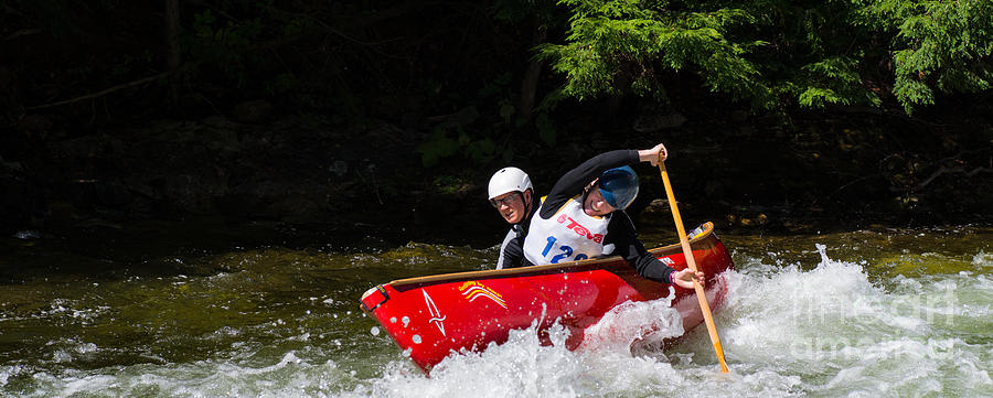 Open Canoe Whitewater Race - Panorama Photograph by Les Palenik
