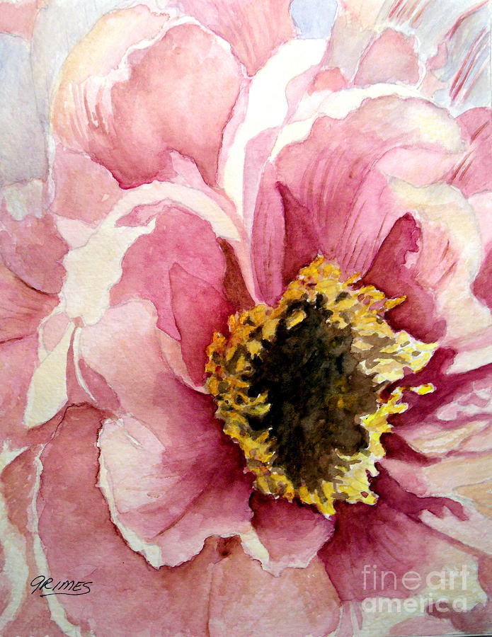 Open Peonie for all to see Painting by Carol Grimes