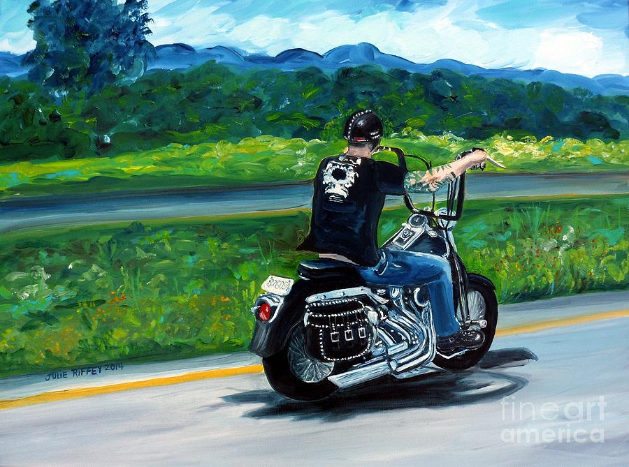 Motorcycle Painting - Open Road by Julie Brugh Riffey