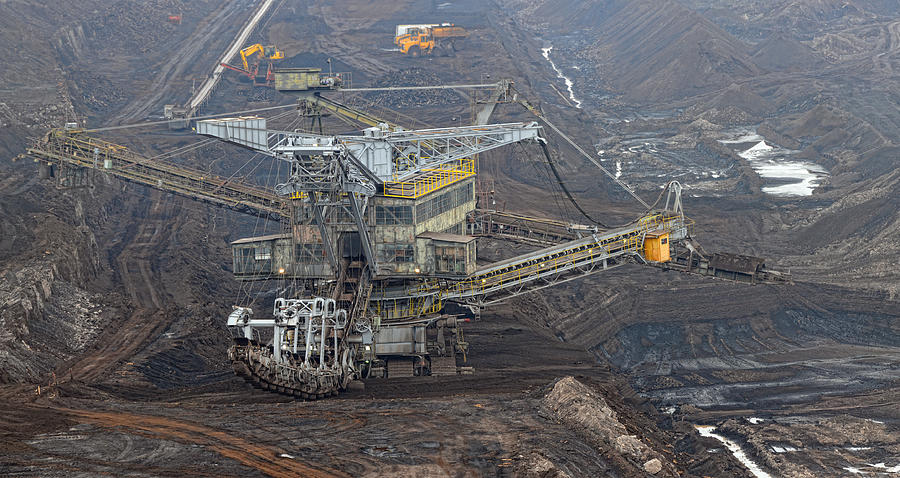 Open Strip Coal mine with Bucket-wheel excavator at conveyor belt Photograph by Hsvrs