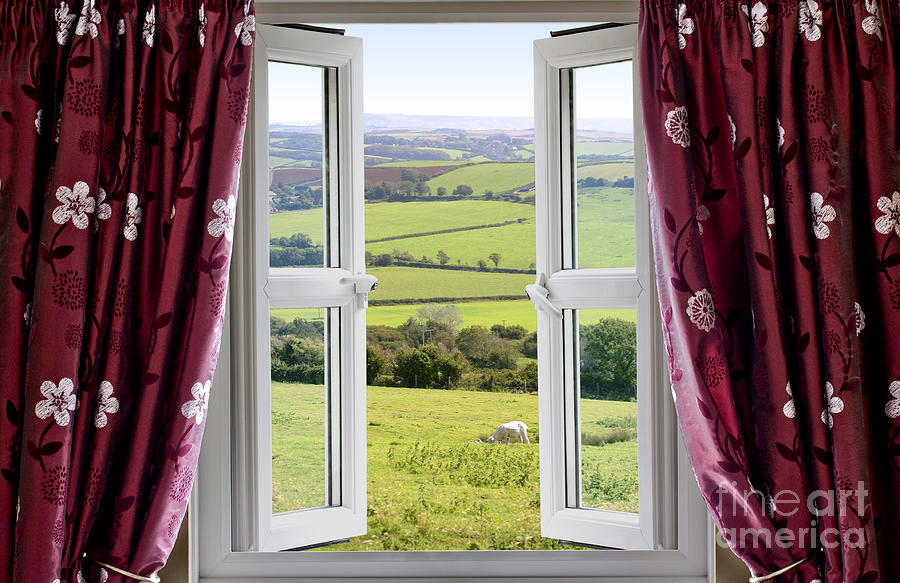 Open window with view across and English countryside Photograph by Simon Bratt