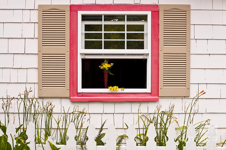Open Window With Yellow Flowers In Vase #1 Photograph by Jim Corwin