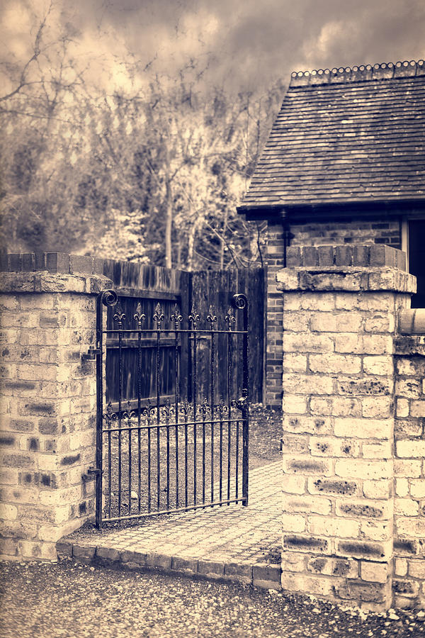 Brick Photograph - Open Wrought Iron Gate by Amanda Elwell