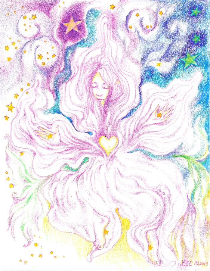 Women Dancing Drawing - Opening And Blossoming Dreaming The World Into Being As She Dances In The Stars by Lydia Erickson Women Dancing Drawing - Opening And Blossoming Dreaming The World Into Being As She Dances In The Stars by Lydia Erickson