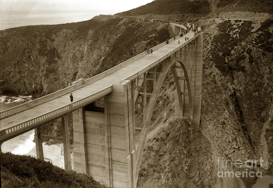 Bridge Photograph - Opening day of Bixby Creek Bridge Big Sur California 1932 by Monterey County Historical Society