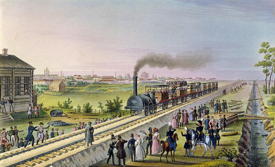 Opening Of The First Railway Line From Tsarskoe Selo To Pavlovsk In 1837 Drawing by Russian School