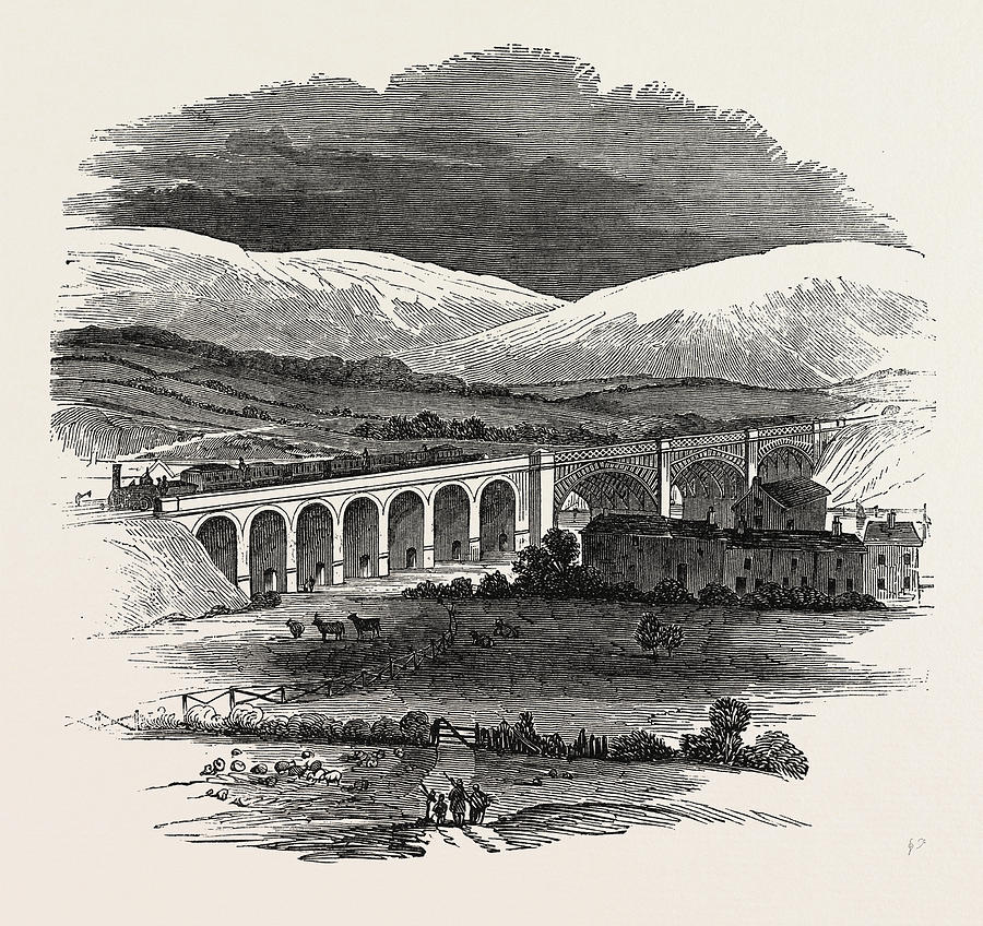 Opening Of The Lancaster And Carlisle Railway Bridge Drawing By English School