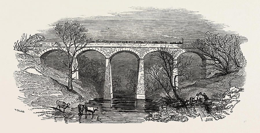 Opening Of The Lancaster And Carlisle Railway Eamont Viaduct Drawing by ...