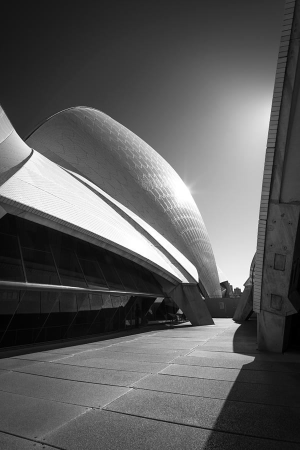 Architecture Photograph - Opera house sail sun flare by David May