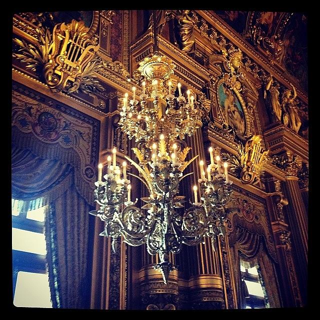 Paris Photograph - Ornate Chandelier at Paris Opera House by Mel Thomas