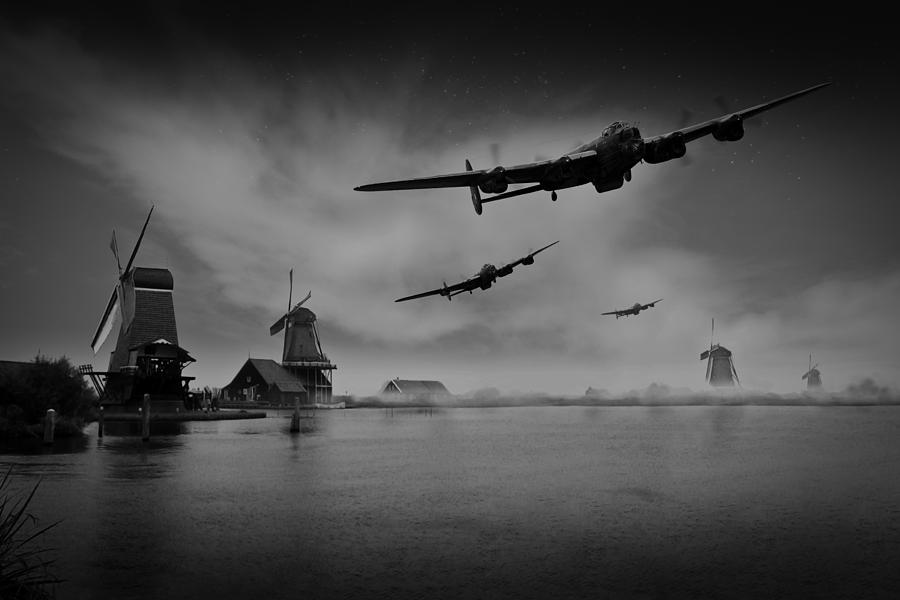Operation Chastise first wave black and white version Digital Art by Gary Eason