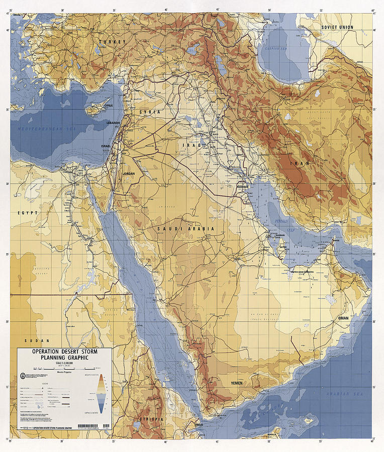 Operation Desert Storm Planning Map 1991 Photograph by Compass Rose ...