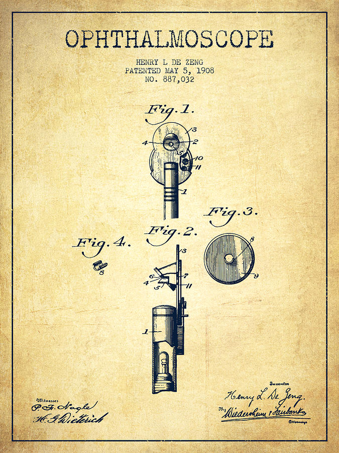 Vintage Digital Art - Ophthalmoscope Patent from 1908 - Vintage by Aged Pixel