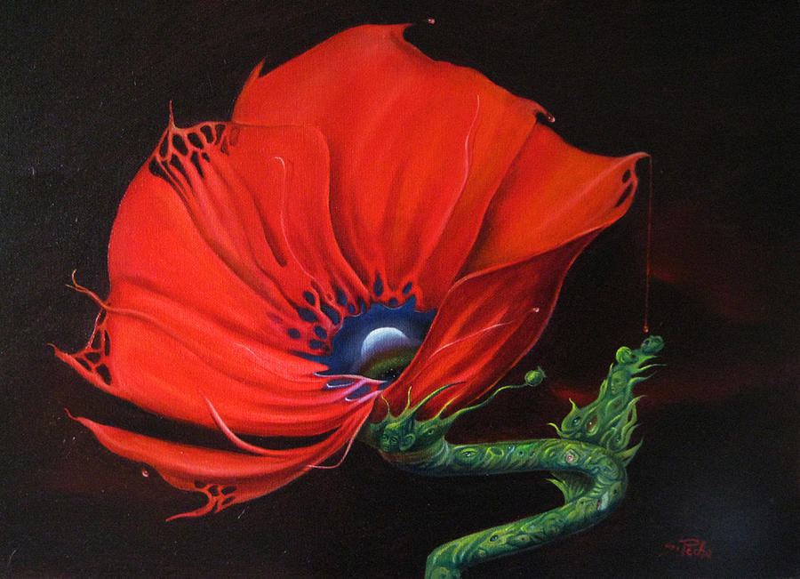 Flowers Still Life Painting - Opium by Silvia Pecha