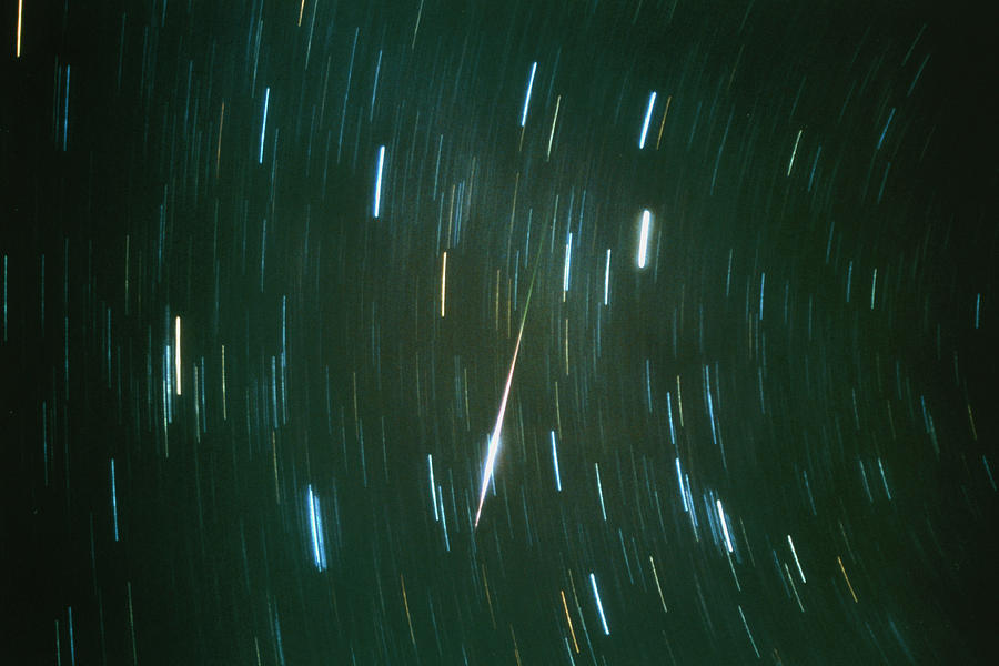 Optical Image Of A Leonid Meteor And Star Trails Photograph by Dan Schechter/science Photo Library