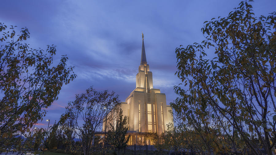 Sunset Photograph - Oquirrh Mountain Temple II by Chad Dutson