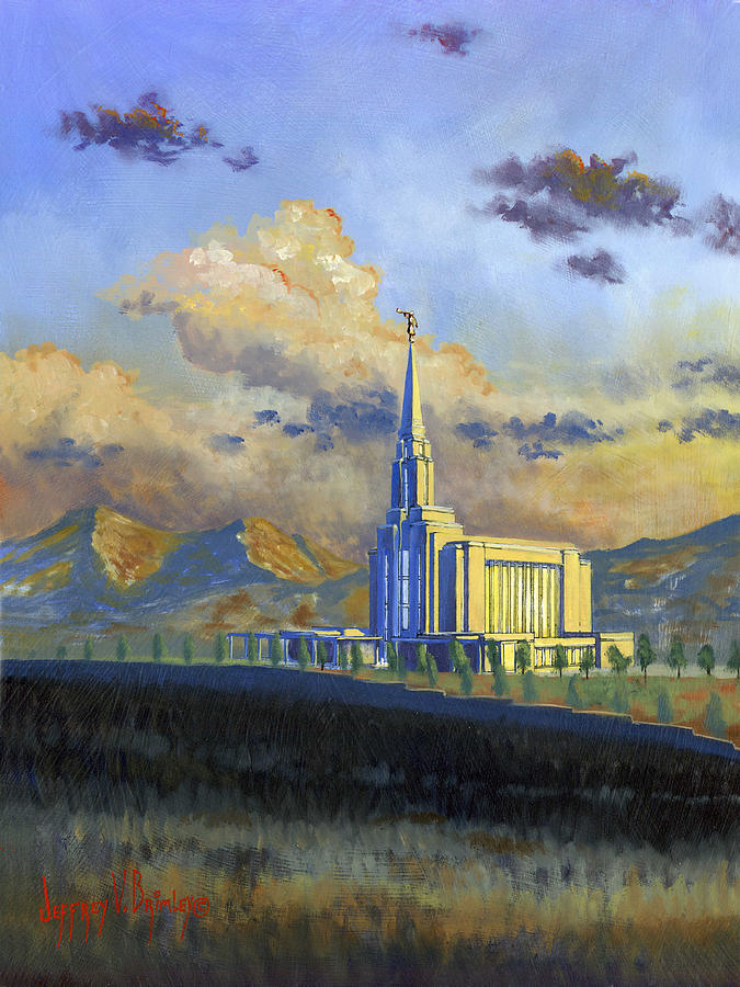 Oquirrh Mountain Temple Painting by Jeff Brimley