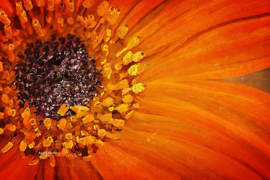 Orange African Daisy Painting by Angela Stanton