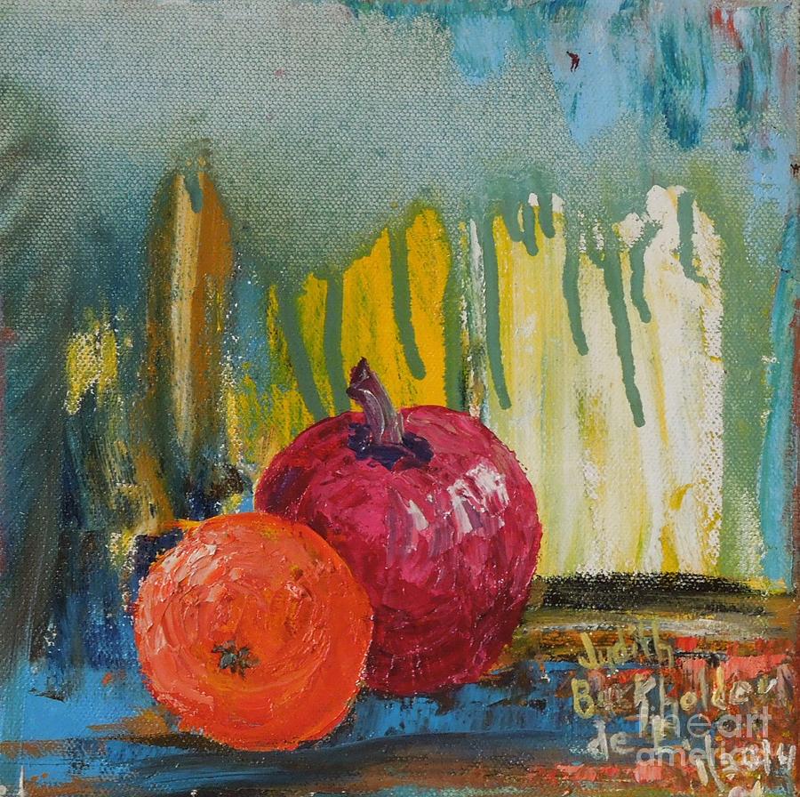 Orange and Apple - SOLD Painting by Judith Espinoza