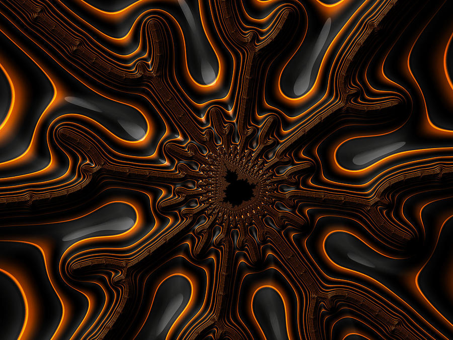 Orange and black mandelbrot fractal artwork Digital Art by Matthias Hauser