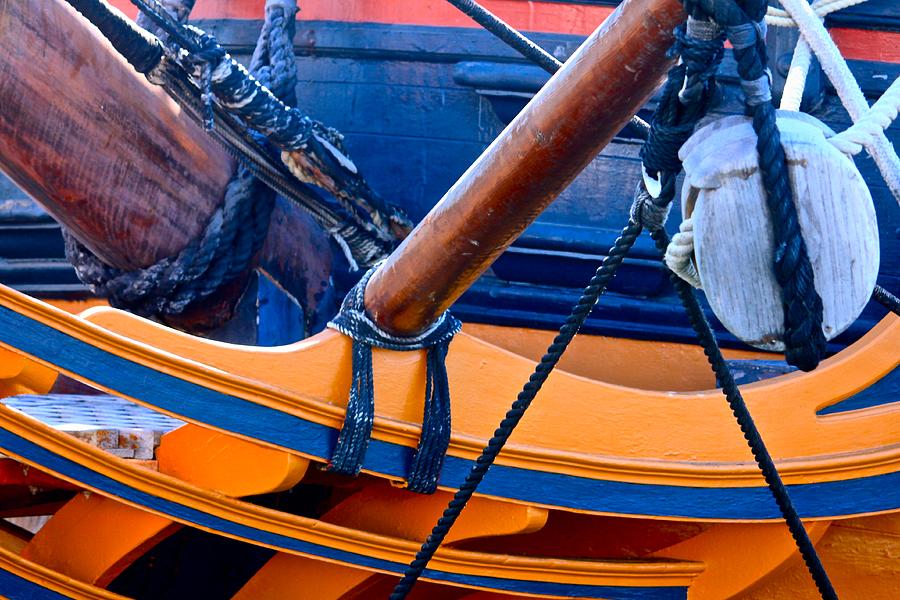 Nautical Photograph - Orange and Blue Abstract by Judy Bishop