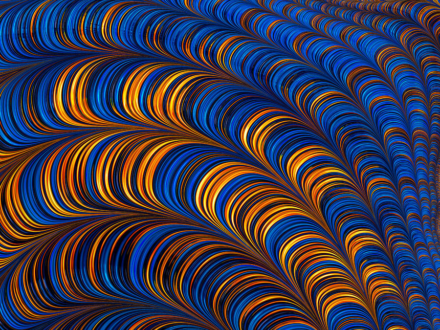 Abstract Digital Art - Orange and blue abstract pattern by Matthias Hauser