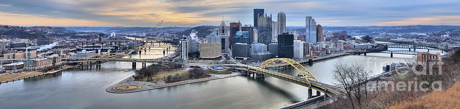 Pittsburgh Skyline Photograph - Orange And Blue Over Pittsburgh by Adam Jewell
