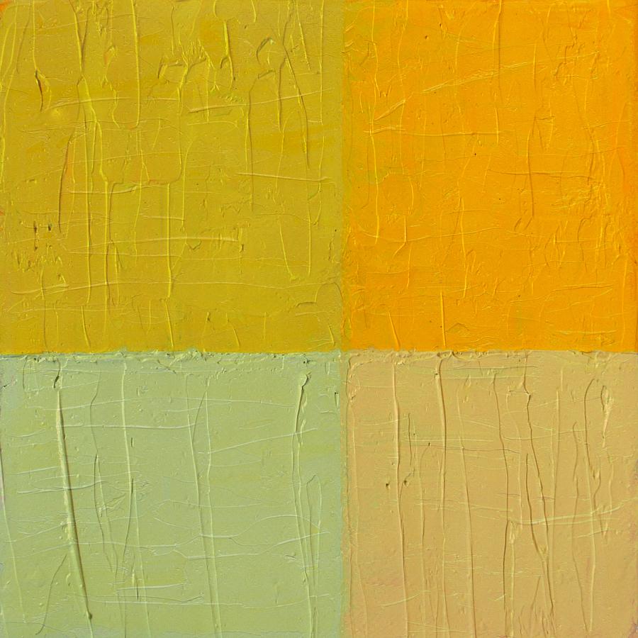 Abstract Painting - Orange and Mint by Michelle Calkins