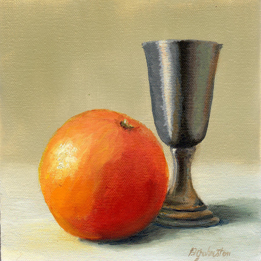 Orange and Pewter Painting by Beth Johnston