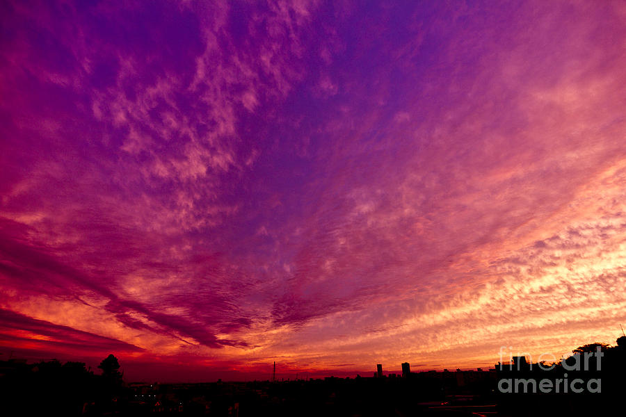 Orange and Purple Clouds Sunset View from the Balcony Photograph by Beverly Claire Kaiya