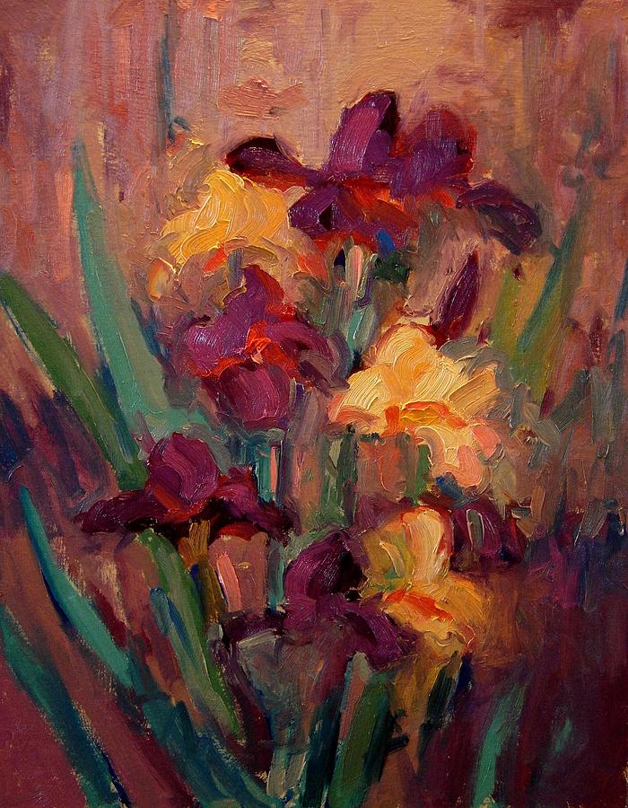 Orange and purple iris Painting by R W Goetting - Fine Art America